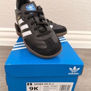 Adidas Kids Samba OG Black with White Stripes Size 9K(little kids)
